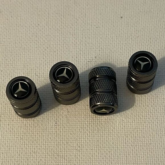 Mercedes Benz logo valve Stem caps in Gray set of 4 NWT - Picture 3 of 4
